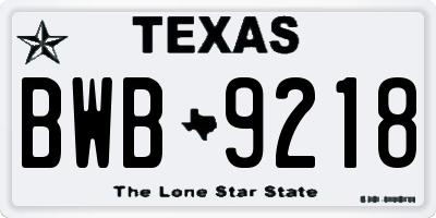 TX license plate BWB9218