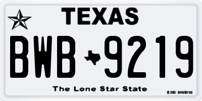TX license plate BWB9219