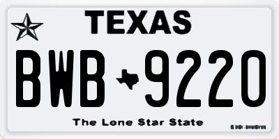 TX license plate BWB9220