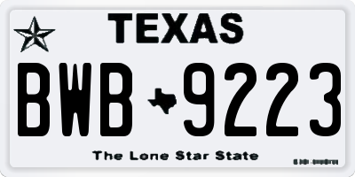 TX license plate BWB9223