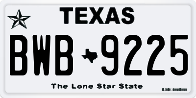 TX license plate BWB9225