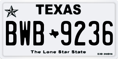 TX license plate BWB9236