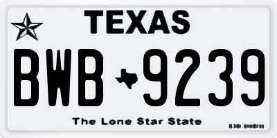 TX license plate BWB9239