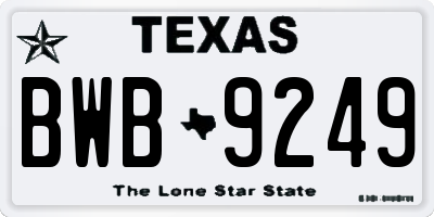 TX license plate BWB9249