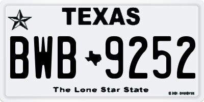 TX license plate BWB9252