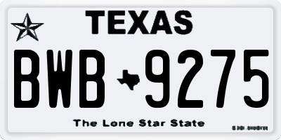 TX license plate BWB9275