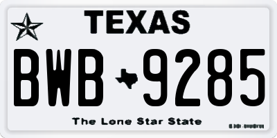TX license plate BWB9285