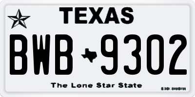 TX license plate BWB9302