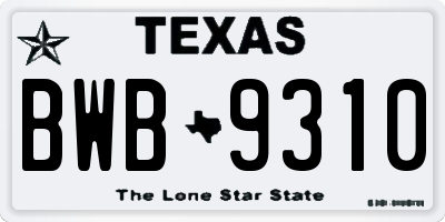 TX license plate BWB9310