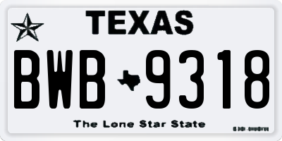TX license plate BWB9318