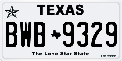TX license plate BWB9329
