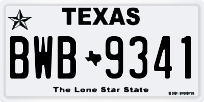 TX license plate BWB9341