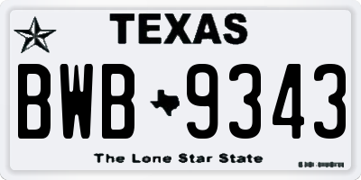 TX license plate BWB9343
