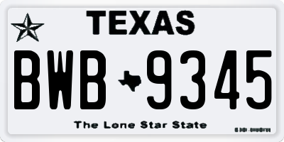 TX license plate BWB9345