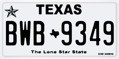 TX license plate BWB9349