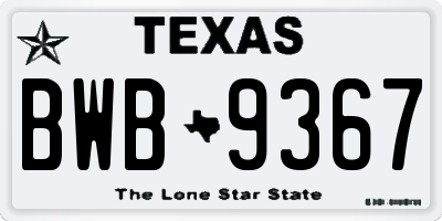 TX license plate BWB9367