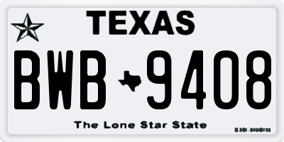 TX license plate BWB9408