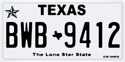 TX license plate BWB9412