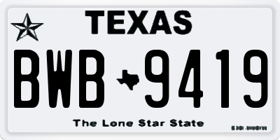 TX license plate BWB9419
