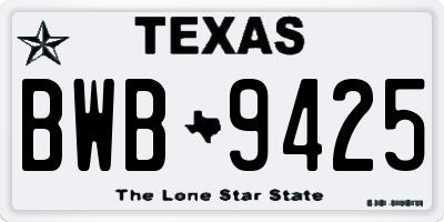 TX license plate BWB9425