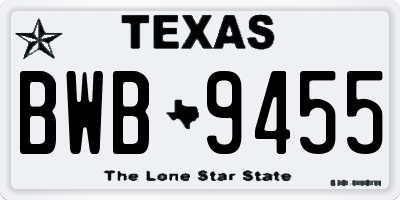 TX license plate BWB9455