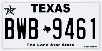 TX license plate BWB9461