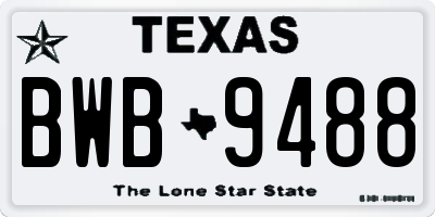 TX license plate BWB9488