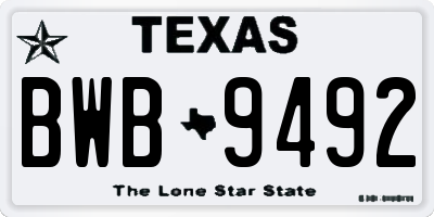 TX license plate BWB9492