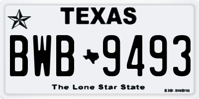 TX license plate BWB9493