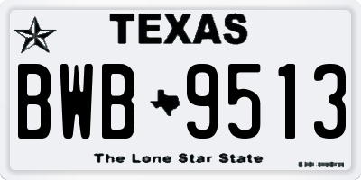 TX license plate BWB9513