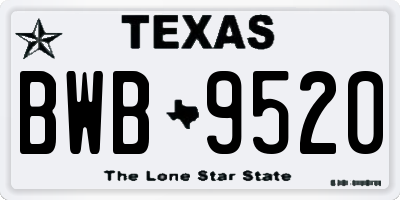 TX license plate BWB9520