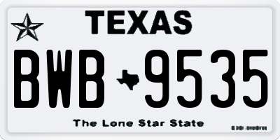 TX license plate BWB9535