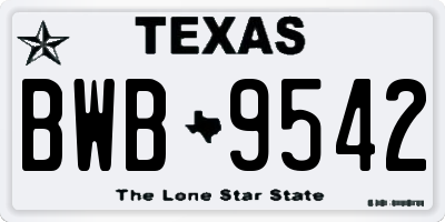 TX license plate BWB9542