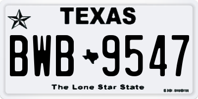 TX license plate BWB9547