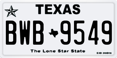 TX license plate BWB9549