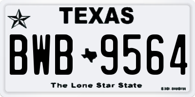TX license plate BWB9564