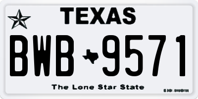TX license plate BWB9571