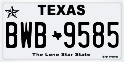 TX license plate BWB9585