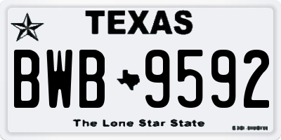 TX license plate BWB9592