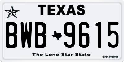 TX license plate BWB9615