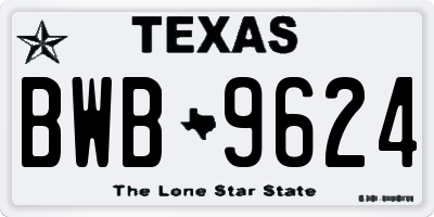 TX license plate BWB9624