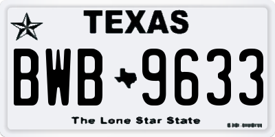 TX license plate BWB9633