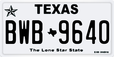 TX license plate BWB9640