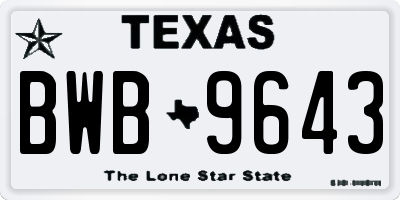 TX license plate BWB9643