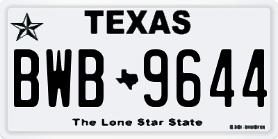 TX license plate BWB9644
