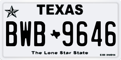 TX license plate BWB9646