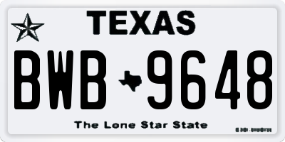 TX license plate BWB9648