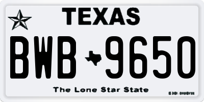 TX license plate BWB9650