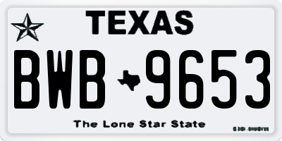 TX license plate BWB9653