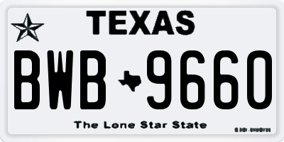 TX license plate BWB9660